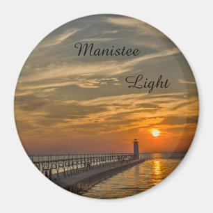 Imã Sunset em Manistee North Pierhead Lighthouse