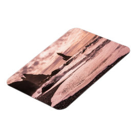 Ímã Sunset na praia de areia negra de Reynisfjara, Isl