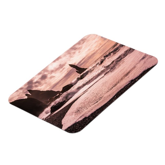 Ímã Sunset na praia de areia negra de Reynisfjara, Isl (Left Side)