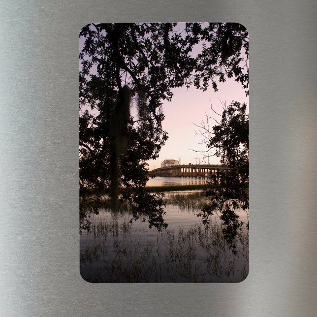 Ímã Sunset na Woods Memorial Bridge Beaufort SC (Criador carregado)