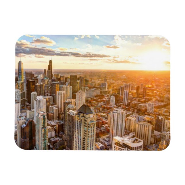 Ímã Sunset Over Chicago (Horizontal)