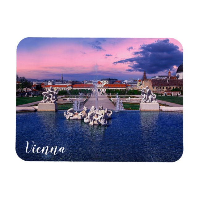 Ímã Sunset over fountain em Viena (Horizontal)