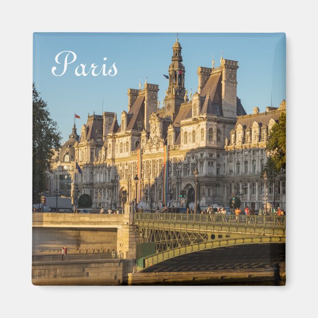 Imã Sunset over Hotel de Ville em Paris, França (Frente)