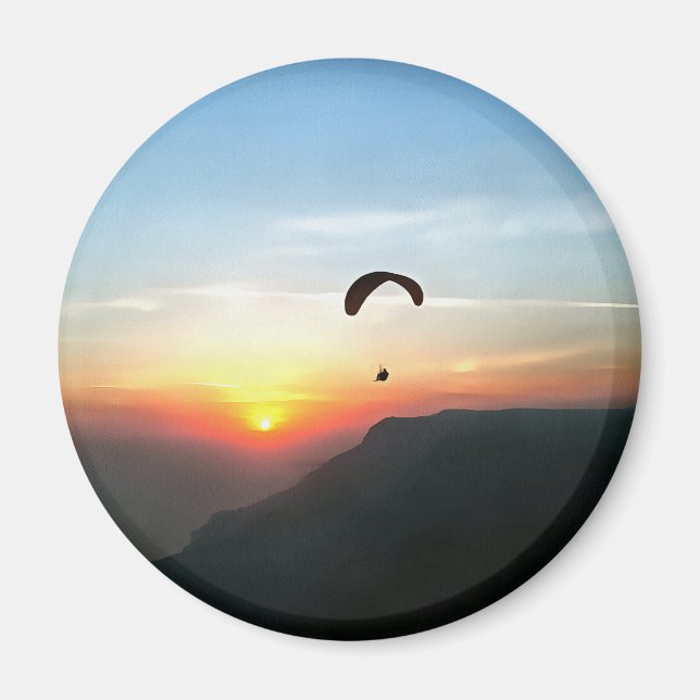 Imã Sunset Paraglide Wanderlust Arte Esportiva Extreme (Frente)