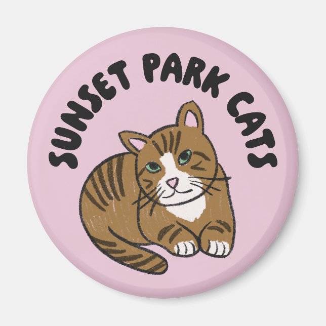 Imã Sunset Park Cats | Magnet | Lenny Rescue Cat Cute  (Frente)