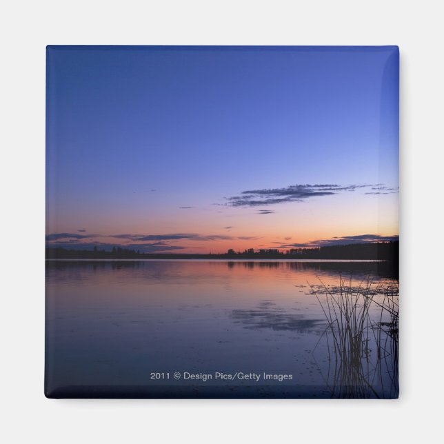 Imã Sunset Sobre Lago Wabamun Com Grama (Frente)