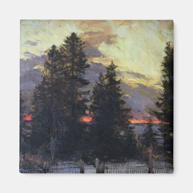 Imã Sunset sobre uma paisagem de inverno, c.1902 (Frente)