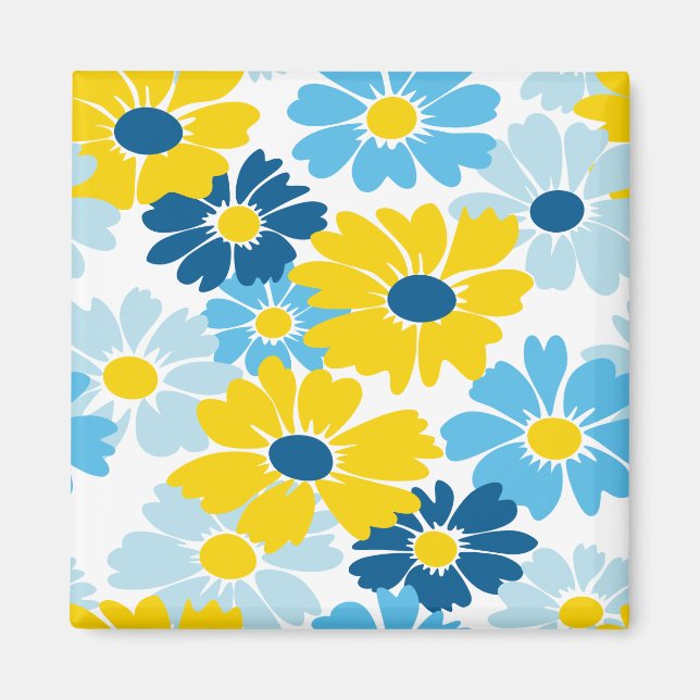 Imã Sunshine Blue Sky Daisy Blooming (Frente)