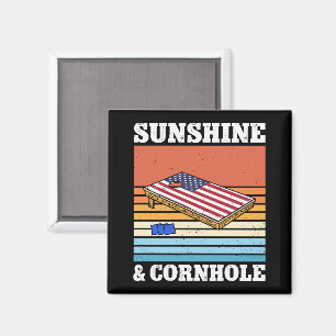 Imã Sunshine E Cornhole Jogo Retro Gift Engraçado