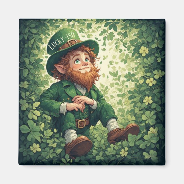 Imã Suntuoso Leprechaun Sortudo-ish Floresta Exuberant (Frente)
