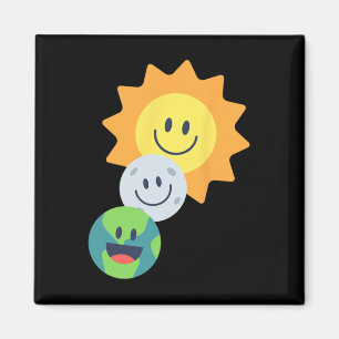 Imã Super Cute Earth Moon Sun Solar Eclipse 2024 Engra