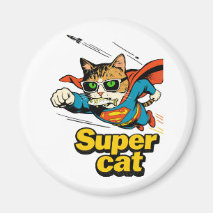Imã Super Gato Voando com Peixe
