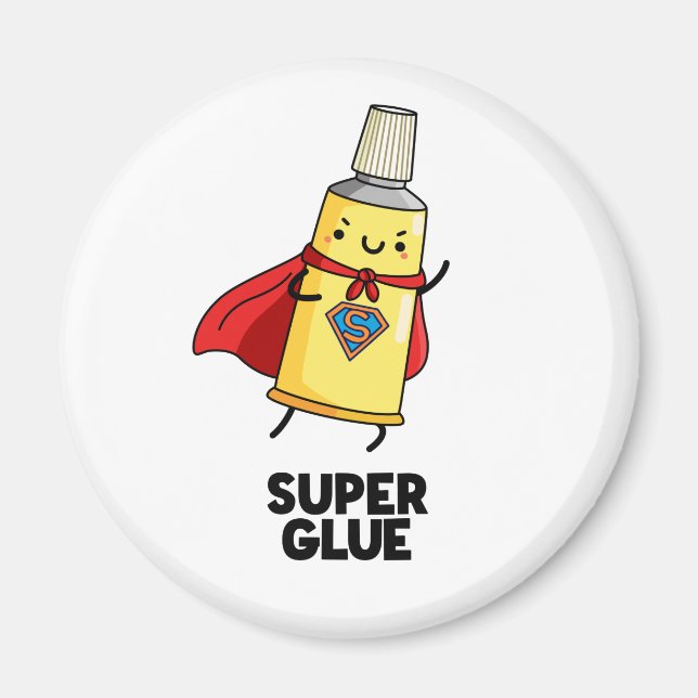 Imã Super Glue Funny Super Hero Pun (Frente)