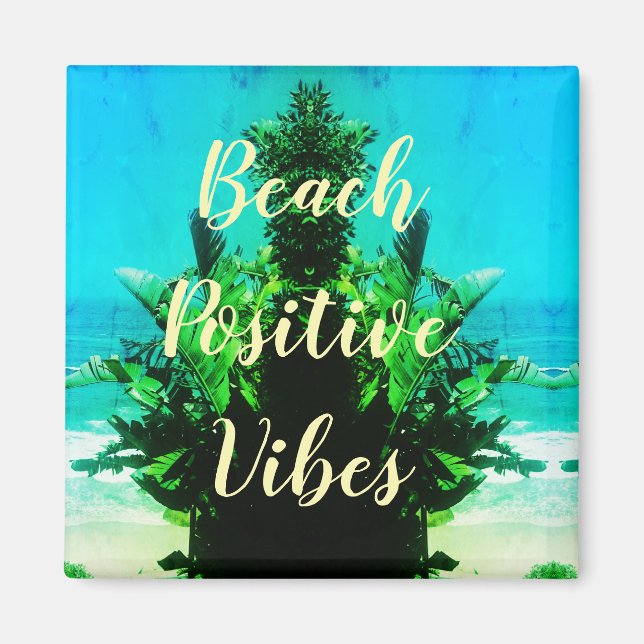Imã Super Green Summer Beach Positive Vibes Magnet (Frente)