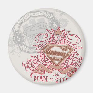 Imã Super-Homem Estilizado Desenhado com logotipo cor