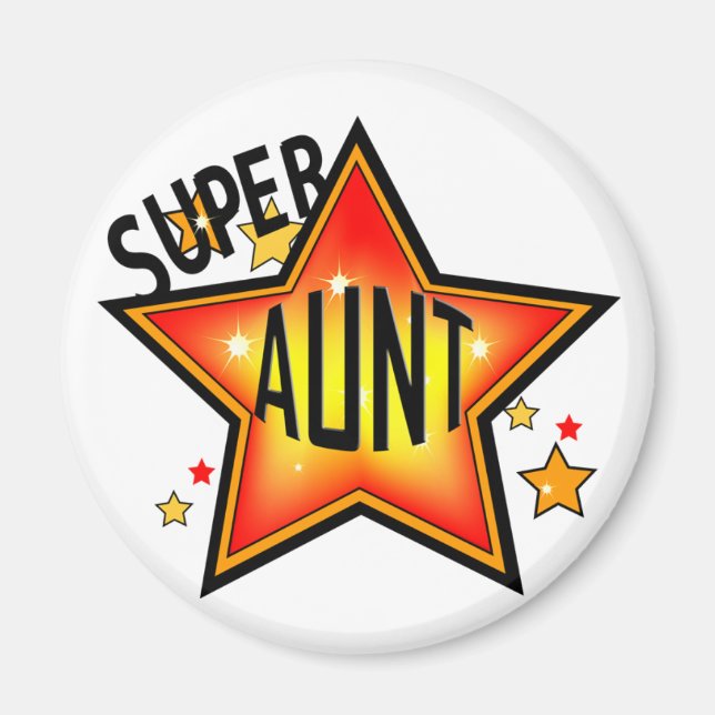 Imã Super Star Aunt Engraçado Magnet (Frente)