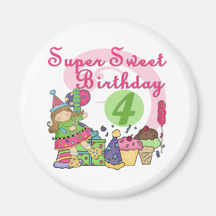 Imã Super Sweet 4th Birthday T-shirts e presentes