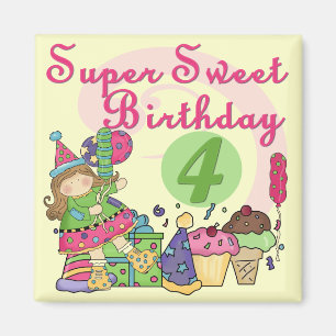 Imã Super Sweet 4th Birthday T-shirts e presentes