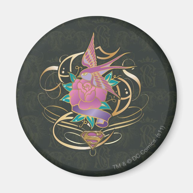 Imã Supergirl Bird e Flower (Frente)