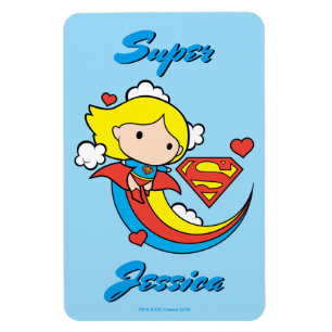 Ímã Supergirl Chibi Voando Arco-Íris