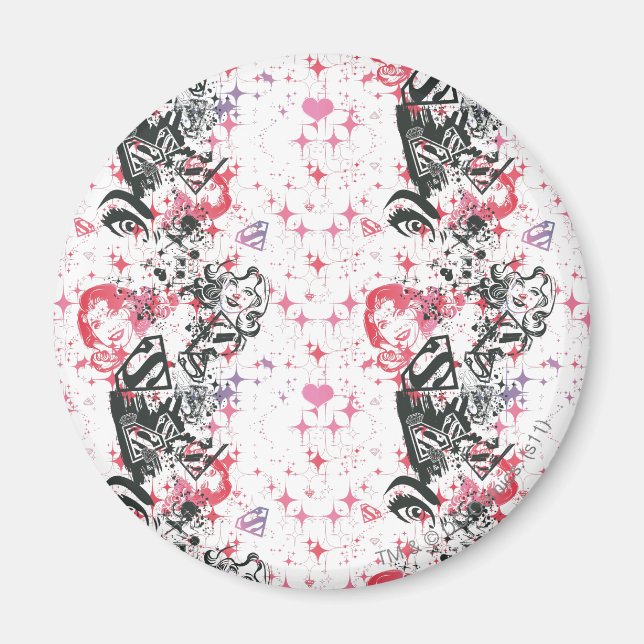 Imã Supergirl Collage Pattern (Frente)