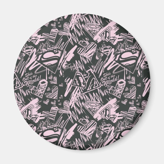 Imã Supergirl Pink e Black Scribbles (Frente)