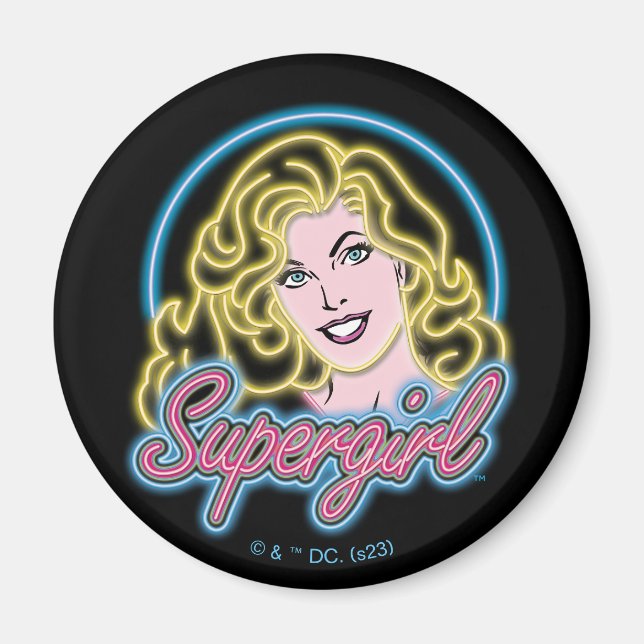 Imã Supergirl Retro Neon Lights Graphic (Frente)