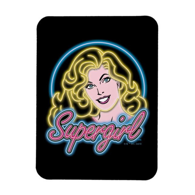 Ímã Supergirl Retro Neon Lights Graphic (Vertical)