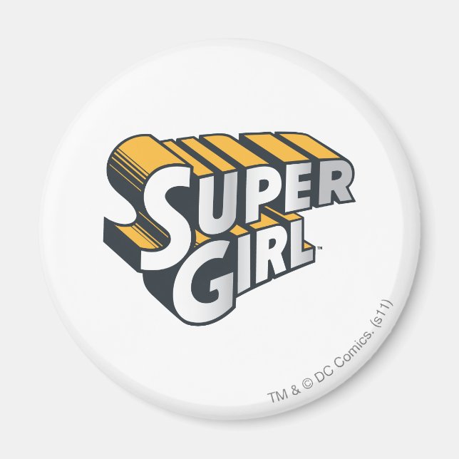 Imã Supergirl Silver e Logotipo Laranja (Frente)