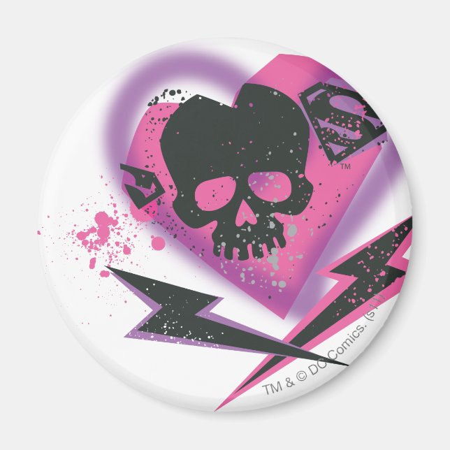 Imã Supergirl Skulls and Lightning (Frente)