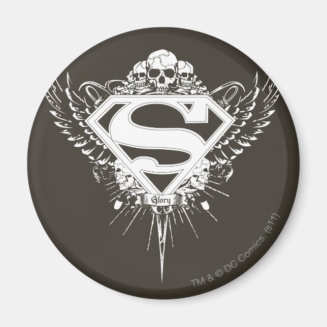 Imã Superman Estilizado | Logotipo de fundo castanho e (Frente)