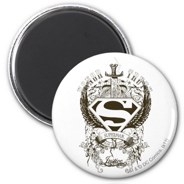 Imã Superman Estilizado | Logotipo Honesto, Verdade e  (Frente)