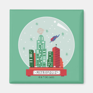Imã Superman Metropolis Snow Globe Gráfico
