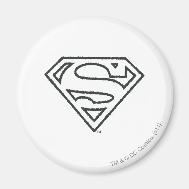 Imã Superman S-Shield | Logótipo Grunge Black Outline (Frente)