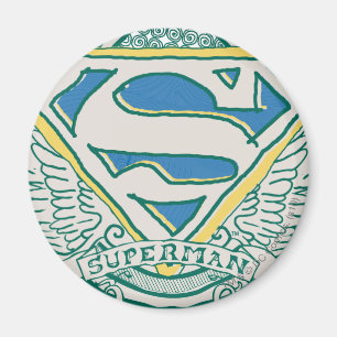 Imã Superman Stylized   Sketched Crest Logo