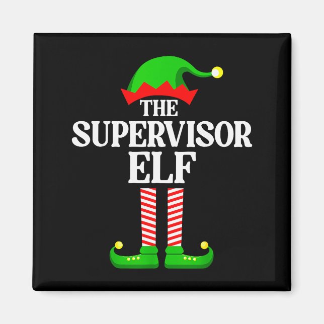 Imã Supervisor Elf Family Matching Group Funny Christm (Frente)