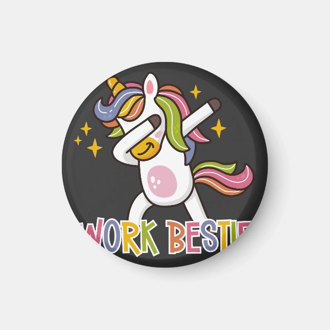 Imã Suporte Emocional ao Rainbow Unicorn Work Bestie (Frente)