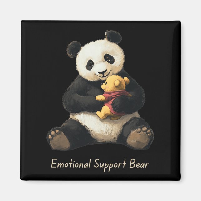 Imã Suporte Emocional Urso De Panda Segurando Um Urso  (Frente)