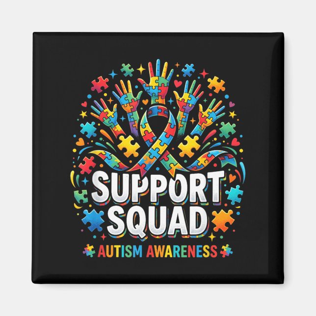 Imã Suporte Esquadro Autismo Conscientização Puzzle Fi (Frente)
