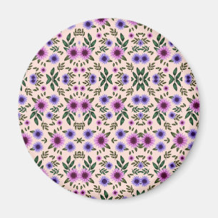 Imã Suporte redondo floral com um padrão vibrante