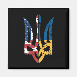 Imã Suporte Vintage Ucrânia Bandeira Americana Trident
