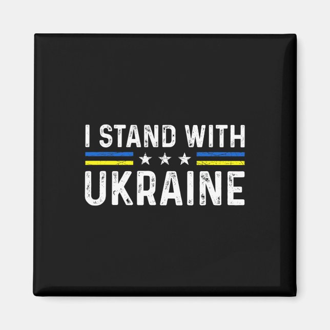 Imã Support I Stand With Ukraine Ukrainian Flag  (Frente)