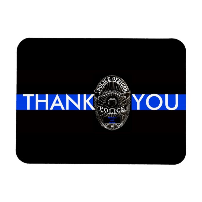 ÍMÃ SUPPORT POLICE THANK YOU THIN BLUE LINE MAGNET (Horizontal)