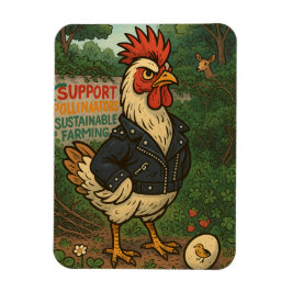 Ímã Support Polinators Cool Rooster in Leather Jacket