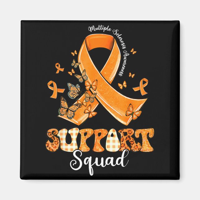 Imã Support Squad Orange Ribbon Butterfly Ms Awareness (Frente)