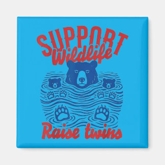 Imã Support Wildlife Raise Twins Funny Mama Bear