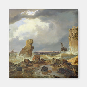 Imã Surf em uma costa rochosa, 1835