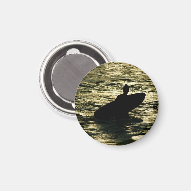 Imã Surf Golden Hour Bali Round Magnet (Front/Back)