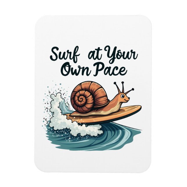 Ímã Surf No Seu Próprio Pace Engraçado Surfing Snail (Vertical)