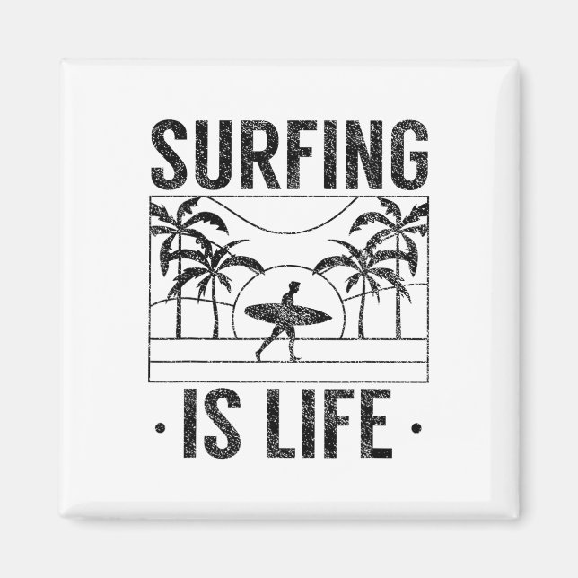 Imã Surfando É Vida Surf Surfista Prancha de Surf Surf (Frente)